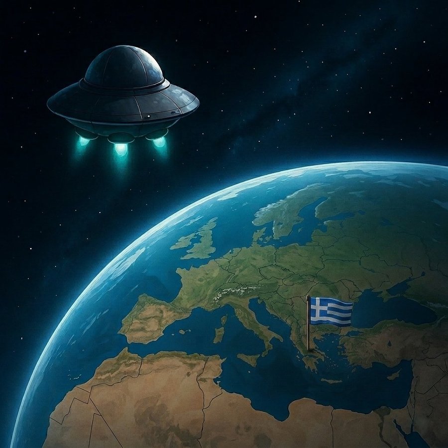 Two mysterious chocolate characters spotting Earth from space