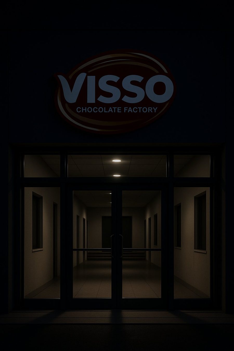 Whipz and Nux mascots at the locked factory door